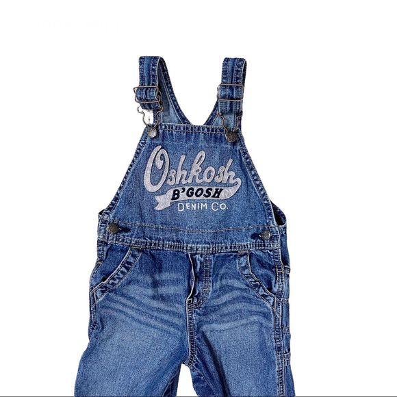 OshKosh B’gosh Denim Overalls 24 Months Spell Out Logo - Picture 3 of 7